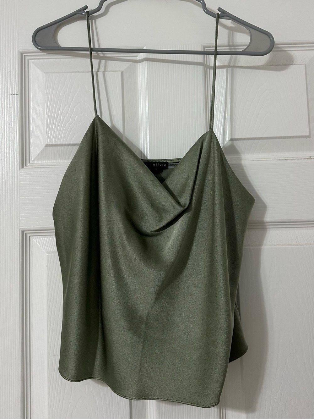 Alice + Olivia Olive Satin Cowl Camisole